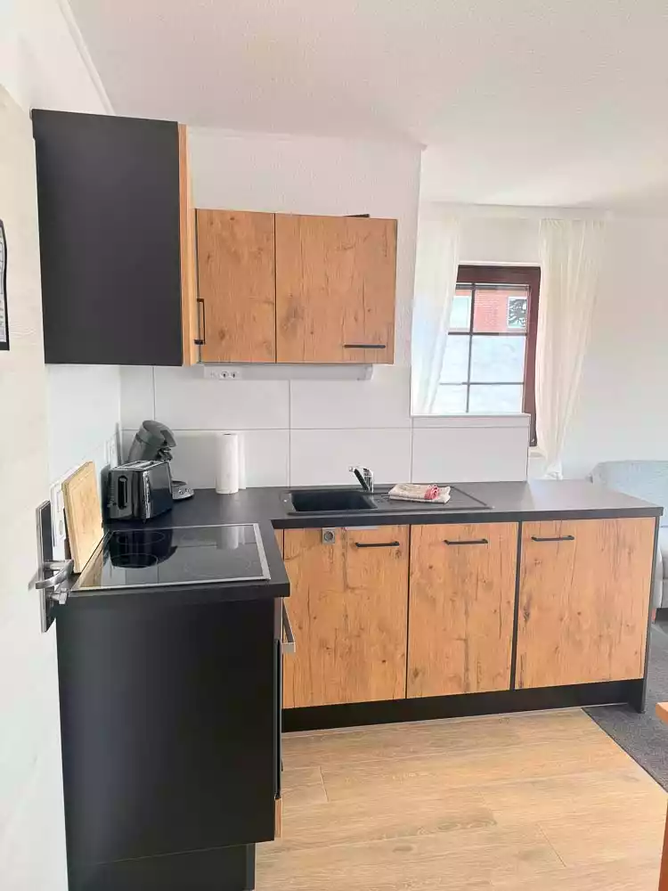 Heller Küchenraum mit Einbauküche im 2-Raum Appartement